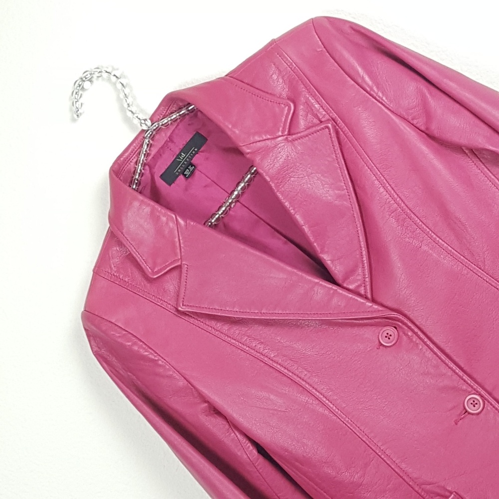 id Collection Raspberry Pink Leather Fitted Blazer
